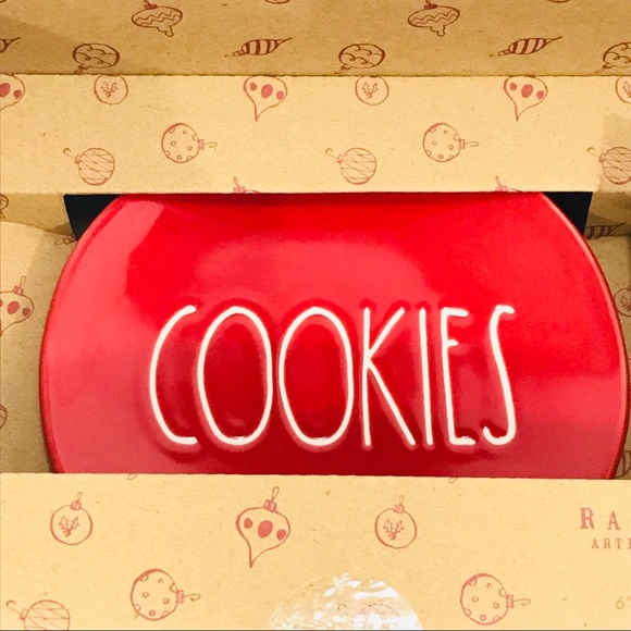 Rae Dunn Milk & Cookies for Santa Set Red Cream - Picture 2 of 4